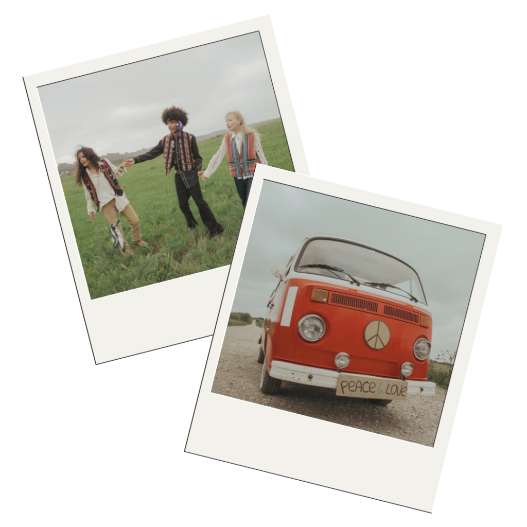 Polaroid images of a VW bus for social media